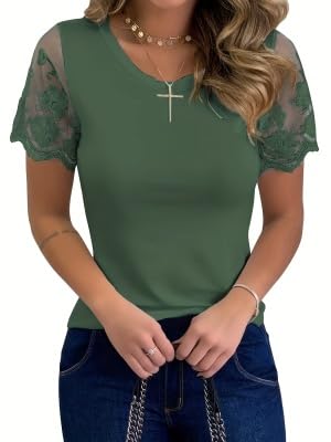 T-shirt d'été kaki femme taille M parfait pour vos sorties décontractées et week-ends