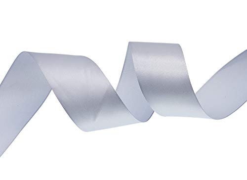 Image of ATRBB 25 Yards 1-1 /2 inch Silver Gray Satin Ribbon for Gift Wrapping | Wedding, Bows, Colorfast Polyester Fabric Thick Ribbon for Bouquets Party Decor Crafts Handmade Flower DIY