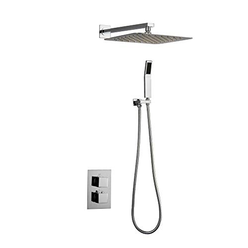 Mitigeur de douche thermostatique LED avec mélangeur baignoire et pommeau pluie 8 pouces