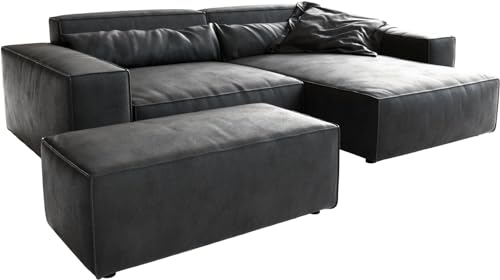 DELIFE Eckcouch Sirpio XL Lederimitat Vintage Anthrazit 270x170 Recamiere...