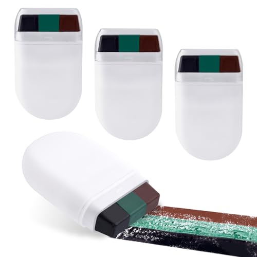 4pcs 3 Color Camo Face Paint, Hunting Face Paint Stick Easy To Clean Camo Paint Hunting Accessories Camouflage Makeup for Hunting Halloween Camping Theme Party(Black, Green, Coffee)