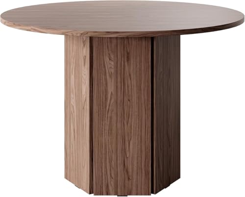 Selsey Table À Manger Ronde 110 cm pour 4 Personnes Noix Wisconsin