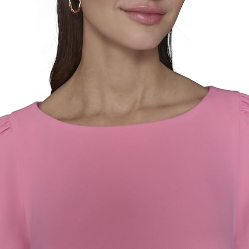 Image of KARL LAGERFELD Short Ruched Sleeve Jewel Neck Sheath Mini Dress
