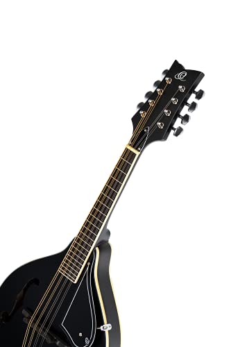 Ortega Guitars A-Style Mandoline Elektro-Akustisch – F-Holes – Mandolins – Inklusive Gig Bag – Fichte / Ahorn, Schwarz (RMAE40SBK)