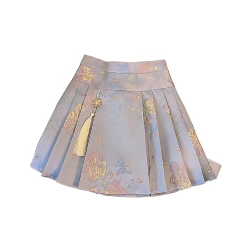 Mini jupe courte d'été style chinois à motif tête de cheval et brocart