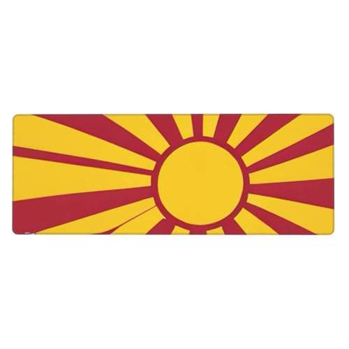 Drapeau de la Macédoine du Nord Map02 - Bords cousus - Convient pour les claviers de bureau et les familles - Grand tapis de souris de jeu avec