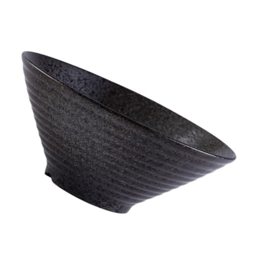 MALUGOGO Cuenco de Cerámica Japonesa para Ramen Estilo Retro Negro, Vajilla Decorativa y Funcional para Restaurantes y Reuniones Familiares