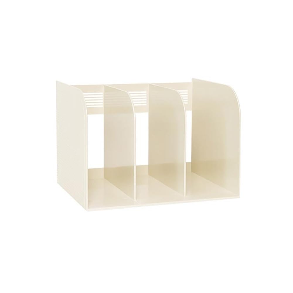J9V4G6S3B5 Desktop File Rack File Magazine Folder Holder 3 Compartment Documents Organizer Files Cabinet Shelf(White)
