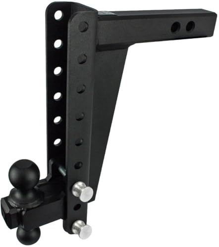 BulletProof Hitches - 2.0 Adjustable Heavy Duty Trailer Hitch (22 000 lb. Rating) - 12 Drop/Rise Trailer Hitch with 2 & 2-5/16 Dual Ball - Powder Coat Solid Steel Corrosion-Resistant