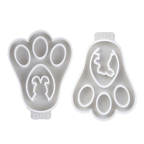 YANPINGJIA Juego de 2 moldes de silicona de grado alimenticio, diseño de patas de conejo, posavasos, conejos de Pascua, moldes para hacer chocolate, patas de conejo, tapetes para vasos, moldes