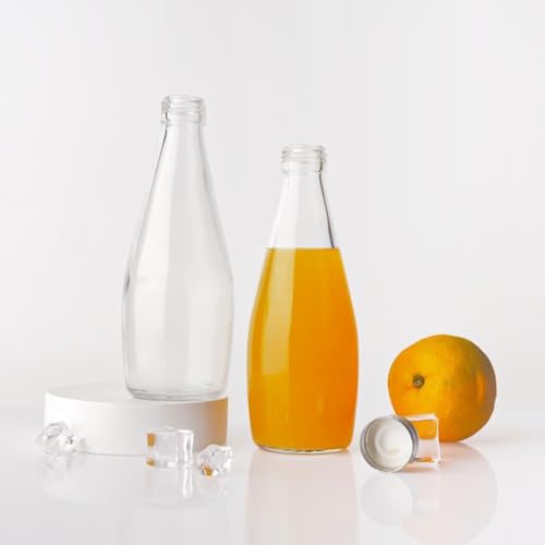 Image of Glassbunny 250ml Transparent Glass Water Bottle with Stainless Steel Lid & Anti-Slip Bottom, Leak-Proof, Reusable for Home, Office, Gym & Travel, Oil, Milk (Set of 2)