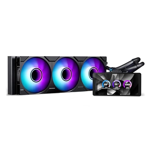 Phanteks Glacier One 360M25-LCD AIO Liquid CPU Cooler 6 IPS LCD HD Display 120mm M25 Gen2 D-RGB Fans High-Performance Copper Cold Plate Intel & AMD Compatible Black