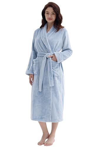 Joyaria Bademantel Damen Winter Flanell Lang Morgenmantel Fleece Warm und...