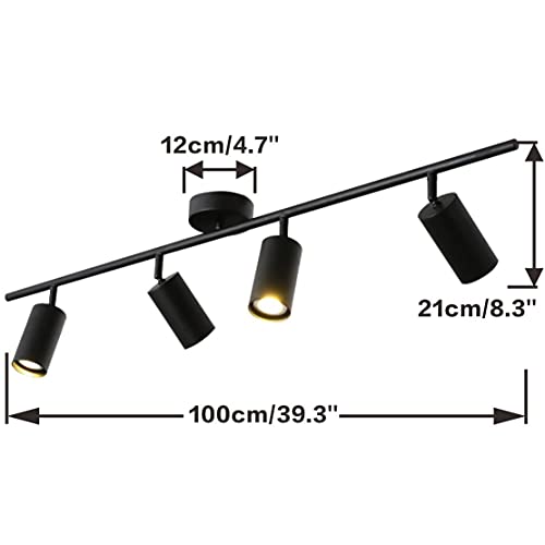 Image of KCO Lighting 4-Light Black Track Lighting Fixtures Ceiling Flexible Mid Century Modern Led Track Light Dimmable Indoor Ceiling Spotlight Kitchen Flush Mount Track Lighting (4-Light)