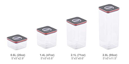Neoflam Airtight Smart Seal Food Storage Container (Set Of 3, Square) | Crystal Clear Body | Modular, Stackable, Nestable Design | Easy To Clean, Bpa Free (0.6 L, 20.2 Oz) #TOP5