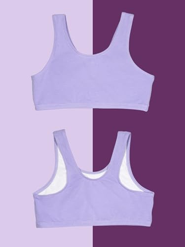 Fruit of the Loom Girls' Multi Cotton Built-Up Stretch Sports Bra Available in 6 Packs2
