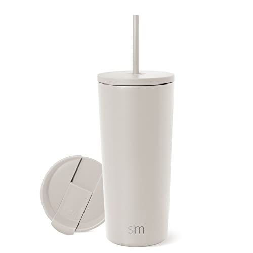 Simple Modern Insulated Tumbler With Lid And Straw | Iced Coffee Cup Reusable Stainless Steel Water Bottle Travel Mug | Gifts For Women Men Her Him | Classic Collection | 20Oz | Almond Birch #TOP30