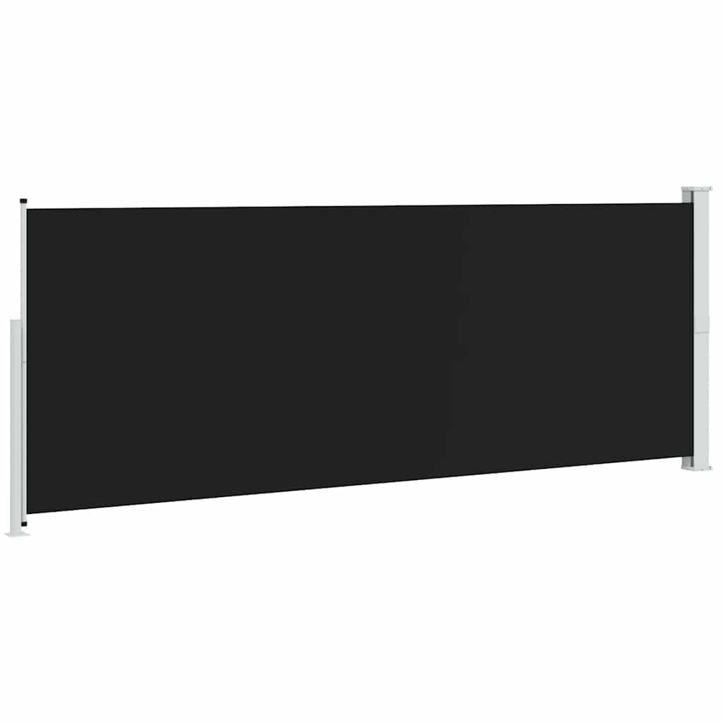 Tenda da sole laterale, estensibile, 180 x 500 cm, nera, resistente ai raggi UV e all'acqua, per balcone, terrazza, protezione dal vento, per giardino, campeggio