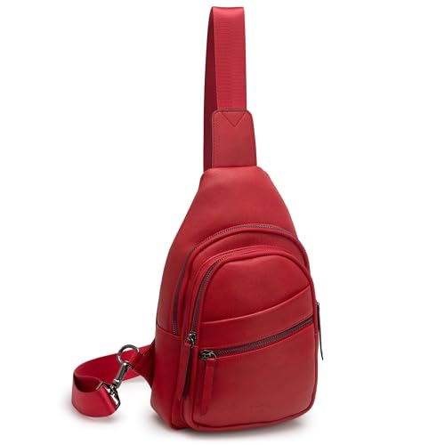 Image of Alldaily Large Sling Bag for Women Crossbody Purse Leather Fashionable Trendy Chest Bag for Travel, Fanny Pack (Red)