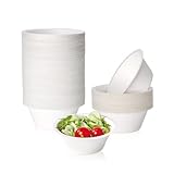 ECOLipak 150 Pack Compostable Paper Bowls, 8 oz Heavy-Duty Disposable Biodegradable Soup Bowls Made of Natural Bagasse, Suitable for Salad, Dessert, Milk, Cereals