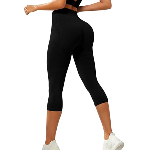 Vevpewshi Sport Leggings Capri Damen 3/4 Sport Leggins High Waist Sporthose Blickdicht Elastisch 7/8 Elegant Bequem Sommerhose Yoga Fitness Activewear