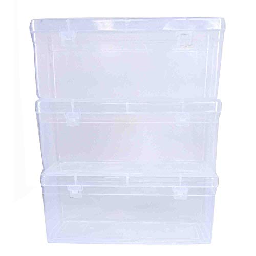 Image of Feliz Sunrise Clear Plastic Medium Rectangular Storage Box Size 8.75 x 3.75 x 3.5 inches (Set of 3)