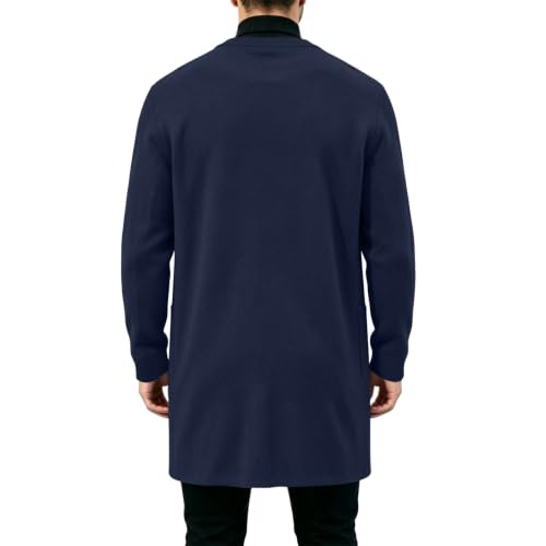 Carydety Mens Coat Button Front Long Fleece Cardigan Coat with Pockets - image 4