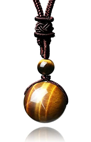 [CCopan] ネックレス メンズ レディース 人気 ペンダント アクセサリー 金属アレルギー対応 チョーカー プレゼント パワーストーン タイガーアイ アジャスタブル (イエロータイガーアイ)
