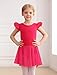 MdnMd Girls Dance Ballet Leotards Dresses for Toddler Ballerina Outfit Skirt Hollow Knot Back Flutter Sleeve (Rose, 10-12 Years)