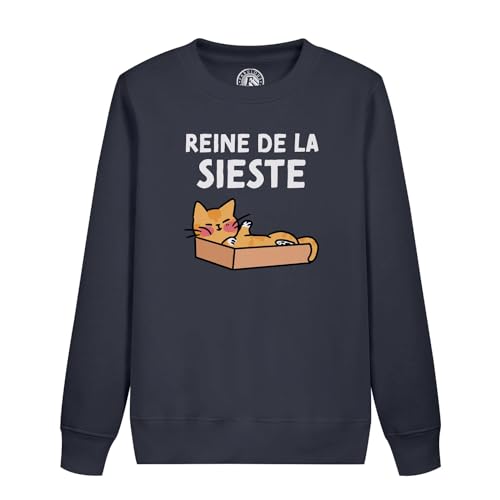 Sweatshirt enfant chat et animaux pull fille Reine de la Sieste rose
