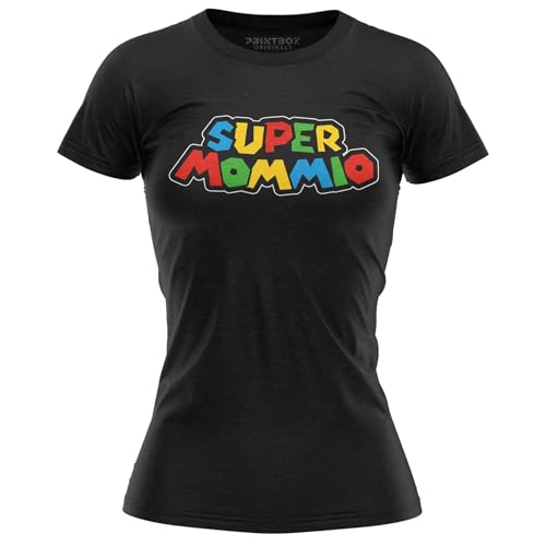 Super Mommio Tshirt for Women Arcade Gifts for Mom Game Tee Motherhood Apparel Black