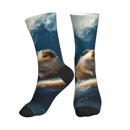 VOSERY Calcetines de surf con forma de conejillo de indias para hombre y mujer - Calcetines de running cómodos y suaves con suela media pantorrilla, 2 Negro-2, Talla única