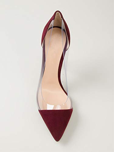 Eldof Women Pointy Toe Pumps, 4 inch Transparent High Heels Pumps,Classy Party Dress Wedding Office Pumps Shoes4