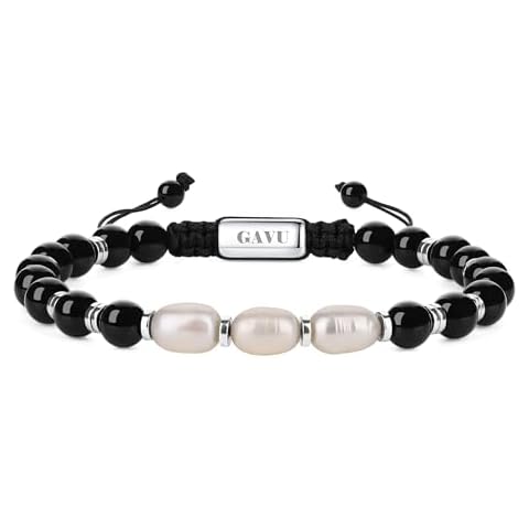GAVU Onyx and Pearl Adjustable Bracelet Cover