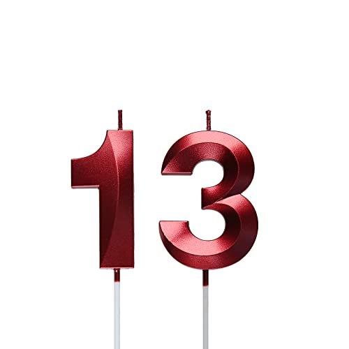 Red 13Th Birthday Candles, Number 13 Cake Topper For Birthday Decorations Party Decoration #TOP1