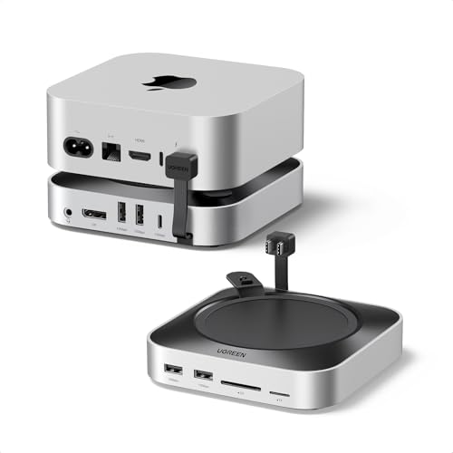 Image of UGREEN Mac mini M4 Dock and Stand DP Hub for Mac mini M4 and M4 Pro 2024 with M.2 NVMe SSD Enclosure, 4K144Hz DP,10G USB A /C, SD /TF, Audio