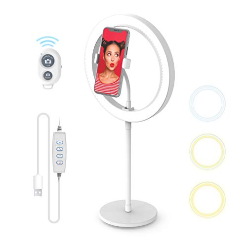 DigiPower DP-VRLK10 - Anillo de luz con Soporte, 3 Modos de iluminación y 10 Niveles de Brillo, Soporte para Smartphone (iOS/Android), Youtube, TikTok y Vlogging Cover