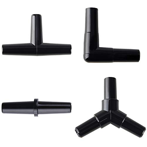 Image of Pawfly 40 Piece Aquarium Airline Tubing Connectors Black, Aquarium Airline Tubing Connector Plastic Inline Valve