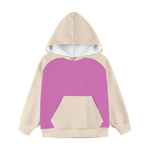 Cute Pink Hoodie for Girls Kids Color Block Trendy Sweatshirts Teen Girls Boys Clothes Y2k Pullover Tops with Pockets2