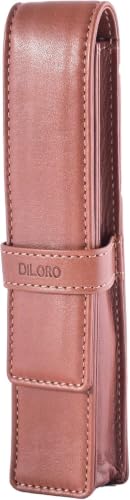 Image of DiLoro Leather Single Pen Case Pencil Pouch Holder for One Fountain Ballpoint Rollerball Pen and Pencil (Bugatti)