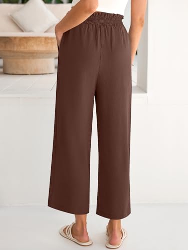 Image of ANRABESS Womens Wide Leg Palazzo Pants Summer Beach High Waisted Cropped Flowy Pants 2026 Dressy Casual Trousers with Pockets