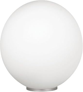 EGLO 85266A Rondo Collection Round Table Lamp with Glass Ball Shade for Living Room, Bedroom, Dorm, and Office, 60W, 12-Inch, Silver/Frosted Opal