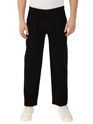 Image of Thomas Scott Men's | Solid | Light Weight | Breathable Fabric | Mid Rise | Regular Fit | Cotton Blend | Button Waist | Cargo | Trouser | Pants