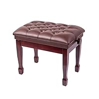 RWRAPS Piano Stool Wooden Artist Piano Bench Stool with Activity Foot Pad,Height Adjustable,Horseshoe Stool Legs,Thick Cushion PU Leather Padded