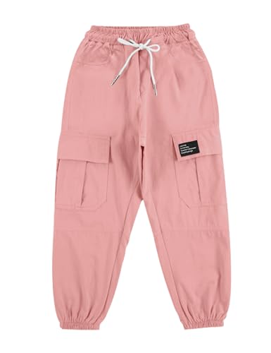 Image of Little Girls Cargo Pants Elastic Waist Cargo Jogger Pants with Pockets