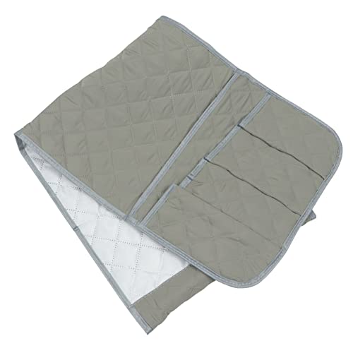 HEALLILY Organizador de poliéster para reposabrazos de sofá con compartimento principal, bolsillos de malla, soporte para control remoto para almacenamiento de mesita de noche, teléfono, libros