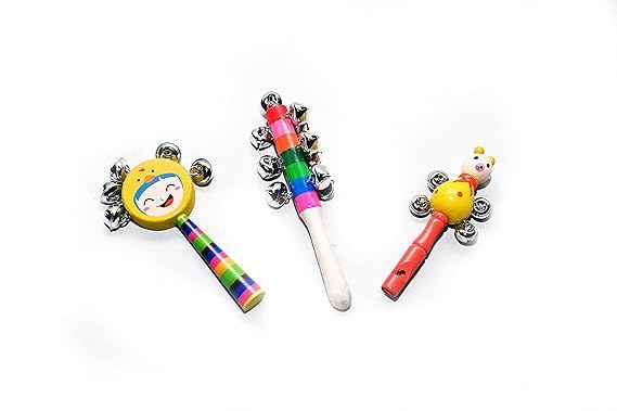 Signy Non-Toxic Wooden Baby Rattles | Set of 3 Multicolour Rattles for Infants (0 to12 Months) | Sound Discovery & Sensory Skill Development - Image 3 thumbnail
