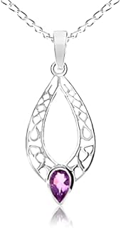 Alexander Castle Sterling Silver and Amethyst Celtic Pendant Necklace with 18" Chain and gift box. Great woman's gift for Christmas or Birthday's