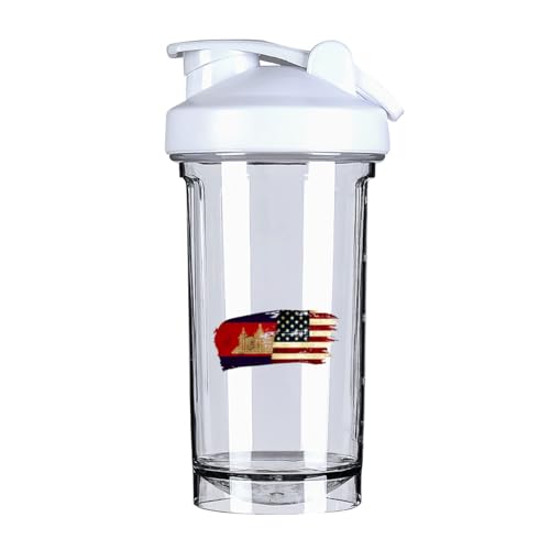 Cambodians America Flag 18 Ounce Shaker Bottle Drink Mixer Leak-proof Pre Workout Protein Shakes Meal Replacement Shakes Bottles 500ML/18 Oz White