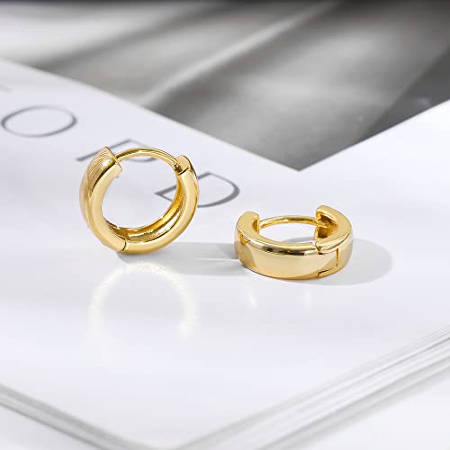 Gacimy Gold Huggie Earrings for Women 14K Real Gold Plated, 4mm Thick Small Gold Hoop Earrings Cartilage Ear Cuff for Women3